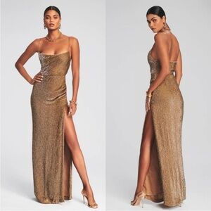 Retrofete Katya Sequin bronze Maxi Dress size XXS NWT